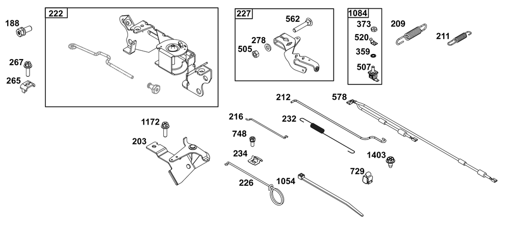 Controls Group Diagram and Parts List for 305447-0342-B5 200000 - 399999 Briggs and Stratton Engine